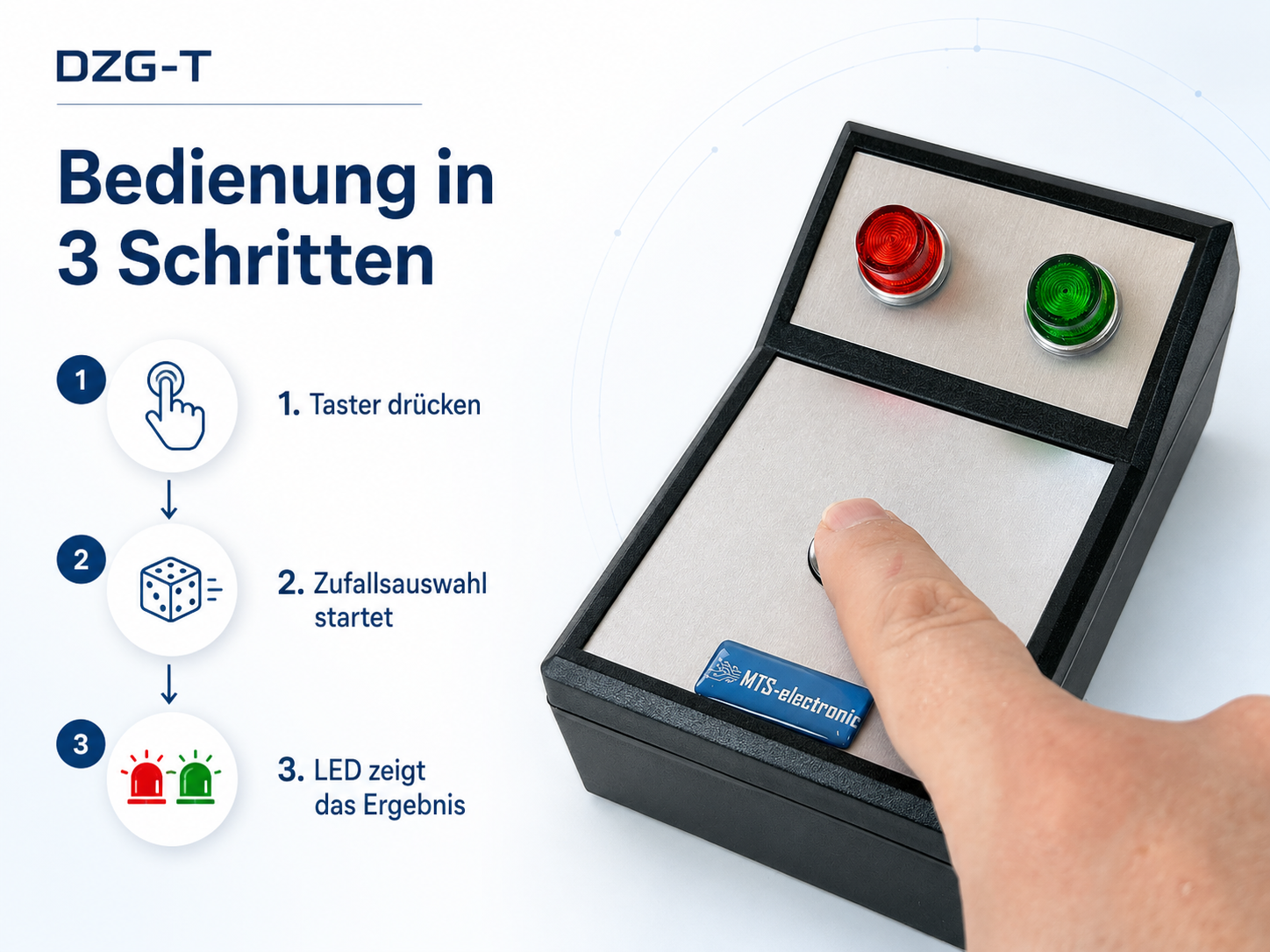 Beispielhafte Bedienung eines Zufallsgenerators der DZG-Serie in drei Schritten